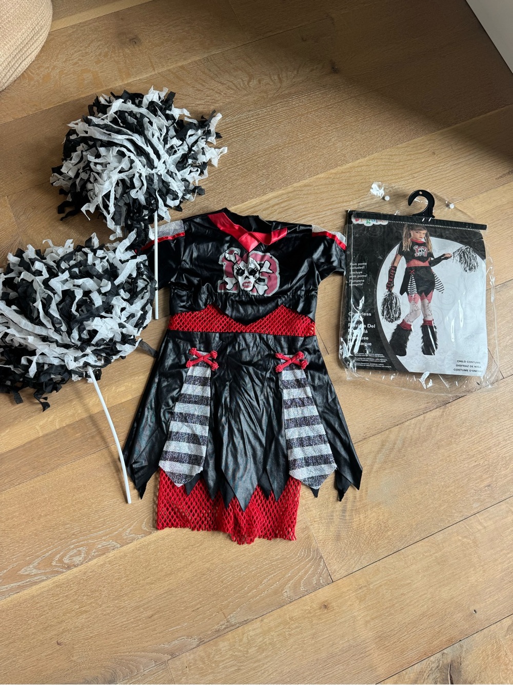 Girls Black & Red Zombie Cheerleader Costume - Size 7+